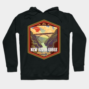 New River Gorge National Park Vintage WPA Style Outdoor Badge Hoodie